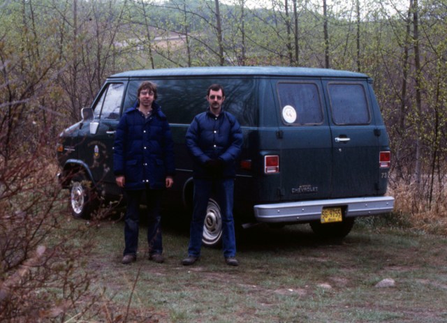 The morning after, about to drive home; that's me on the left.
